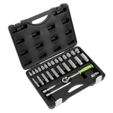 Sealey Socket Set 28pc 3/8"Sq Drive 6pt WallDrive® Metric