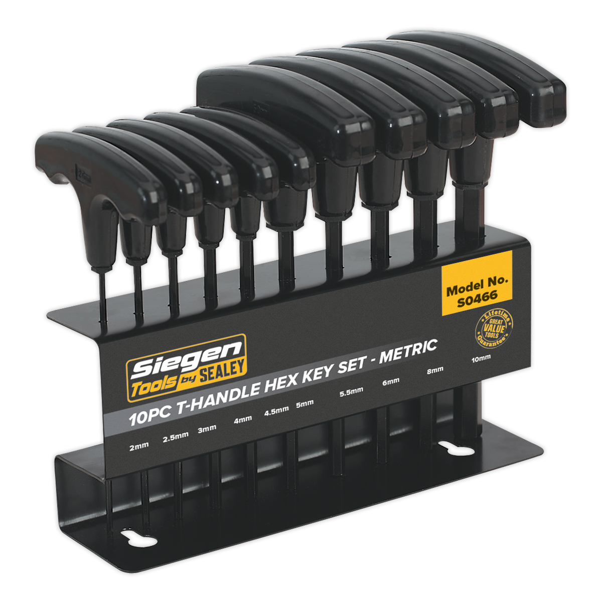 Sealey Hex Key Set 10pc T-Handle - Metric