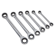 Sealey Double End Ratchet Ring Spanner Set 6pc Metric
