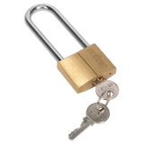 Sealey Brass Body Padlock with Brass Cylinder Long Shackle 40mm