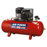 Sealey Air Compressor 150L Belt Drive 3hp with Cast Cylinders SAC1153B
