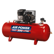 Sealey Air Compressor 200L Belt Drive 3hp with Cast Cylinders SAC1203B