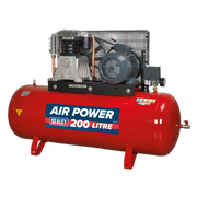 Sealey Air Compressor 200L Belt Drive 5.5hp 3ph 2-Stage with Cast Cylinders