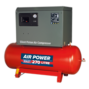 Sealey Air Compressor 270L Belt Drive 5.5hp 3ph 2-Stage with Cast Cylinders Low Noise