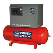 Sealey Compressor 270L Belt Drive 7.5hp 3ph 2-Stage with Cast Cylinders Low Noise