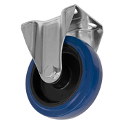 Sealey Heavy-Duty Blue Elastic Rubber Fixed Castor Wheel Ø125mm - Trade