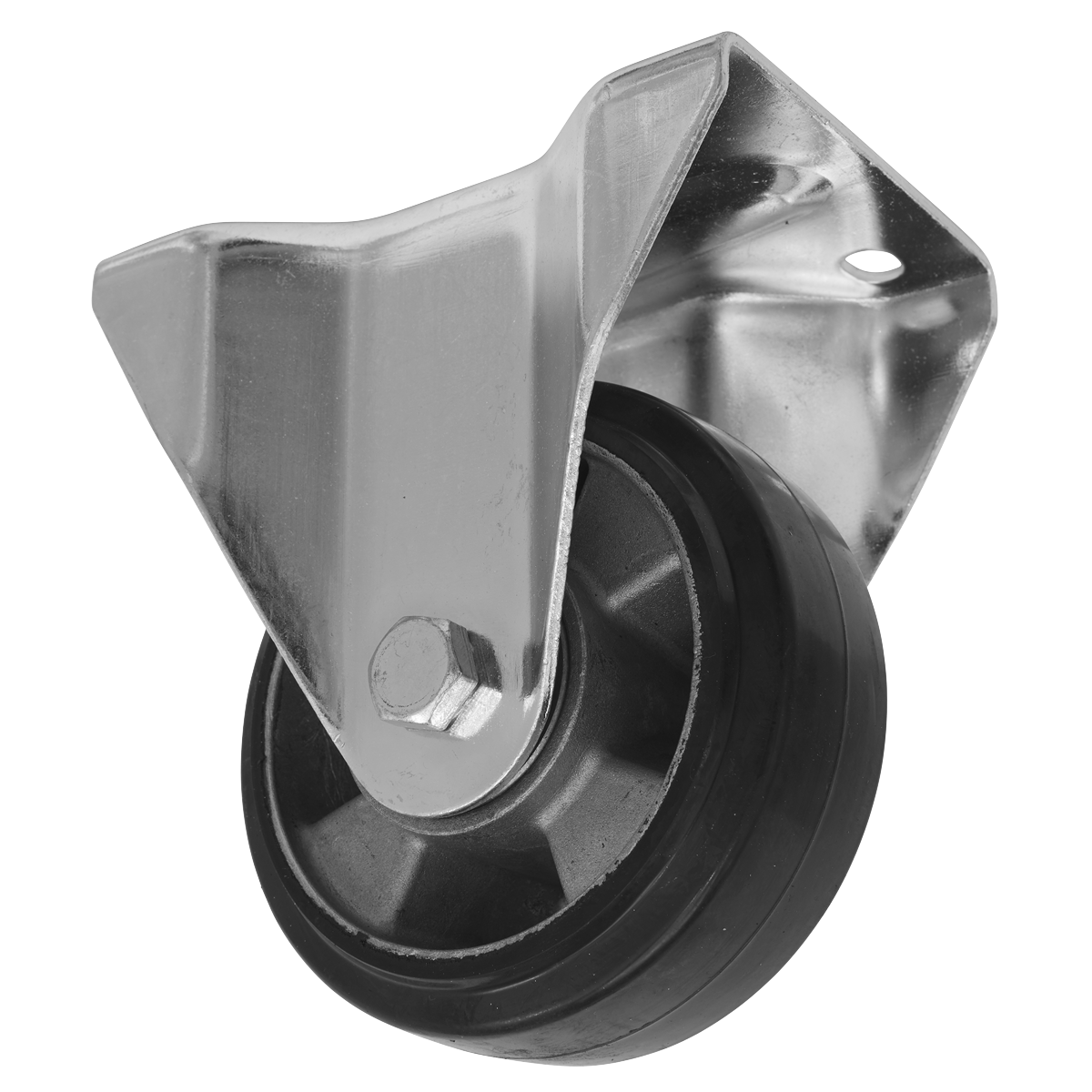 Sealey Heavy-Duty Rubber Fixed Plate Castor Wheel Ø125mm - Trade