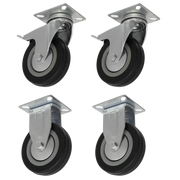 Sealey 4pc Castor Wheel Combo - Fixed & Swivel Plate Ø100mm