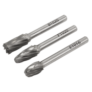 Sealey Tungsten Carbide Rotary Burr Set 3pc Ripper/Coarse