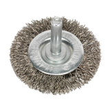 Sealey Flat Wire Brush Stainless Steel Ø50mm Ø6mm Shaft