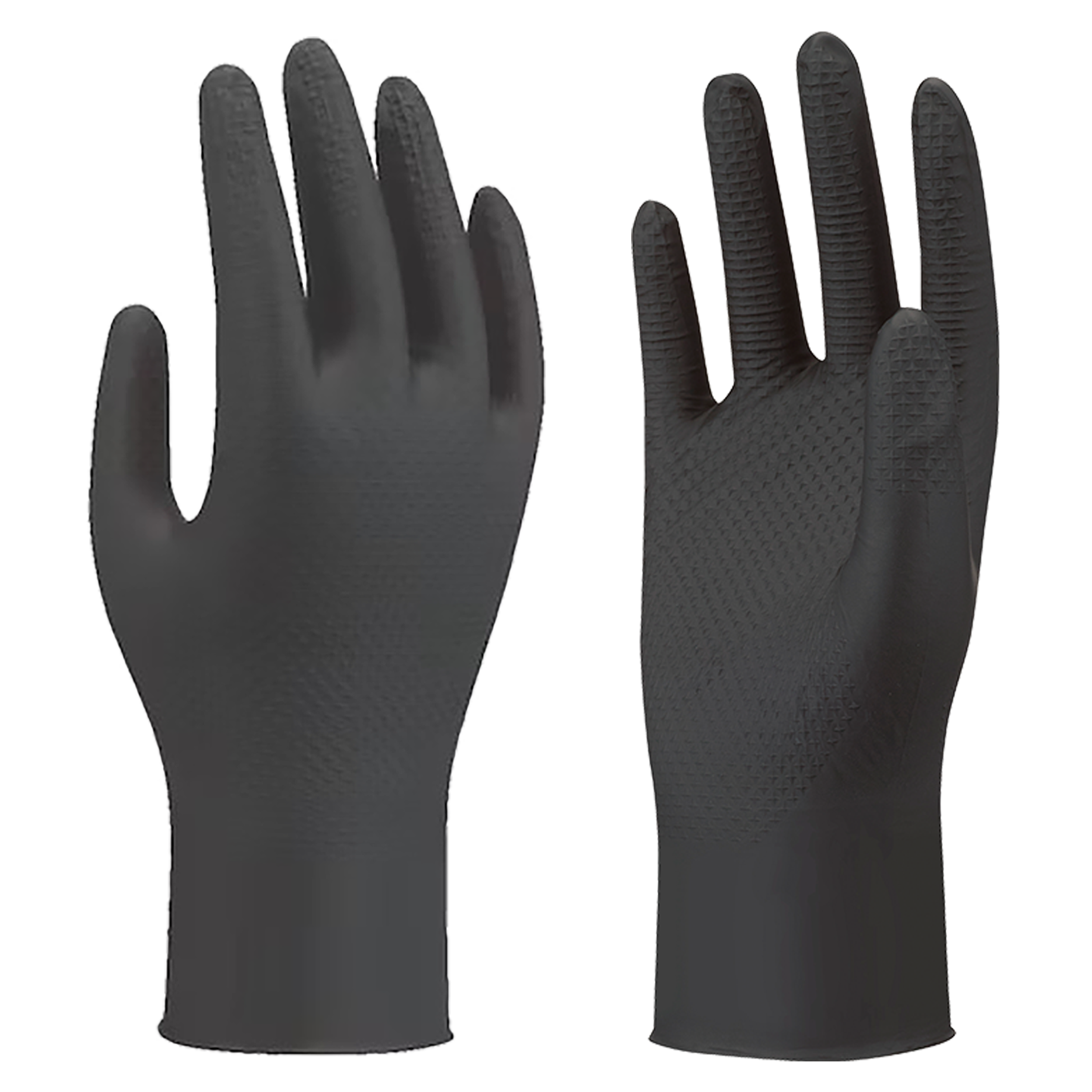 Showa 709B Black Diamond Grip Nitrile Disposable Gloves Size L