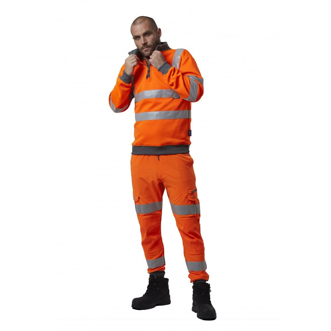 Leo Workwear HAWKRIDGE Leo EcoViz High Performance 4X Stretch Trouser- Hi-Vis Orange
