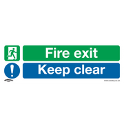 Sealey Safe Conditions Safety Sign - Fire Exit Keep Clear - Rigid Plastic - Pack of 10