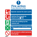 Sealey Safe Conditions Safety Sign - Fire Action Without Lift - Rigid Plastic - Pack of 10