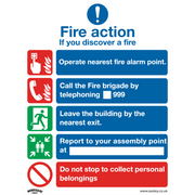 Sealey Safe Conditions Safety Sign - Fire Action Without Lift - Self-Adhesive Vinyl