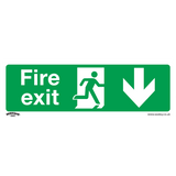 Sealey Safe Conditions Safety Sign - Fire Exit (Down) - Rigid Plastic - Pack of 10
