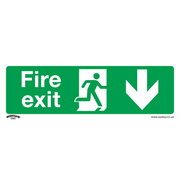 Sealey Safe Conditions Safety Sign - Fire Exit (Down) - Self-Adhesive Vinyl - Pack of 10