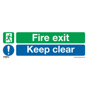 Sealey Safe Conditions Safety Sign - Fire Exit Keep Clear (Large) - Rigid Plastic - Pack of 10