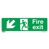 Sealey Safe Conditions Safety Sign - Fire Exit (Down Left) - Rigid Plastic - Pack of 10
