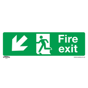 Sealey Safe Conditions Safety Sign - Fire Exit (Down Left) - Rigid Plastic
