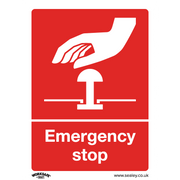Sealey Safe Conditions Safety Sign - Emergency Stop - Rigid Plastic - Pack of 10