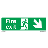 Sealey Safe Conditions Safety Sign - Fire Exit (Down Right) - Rigid Plastic - Pack of 10