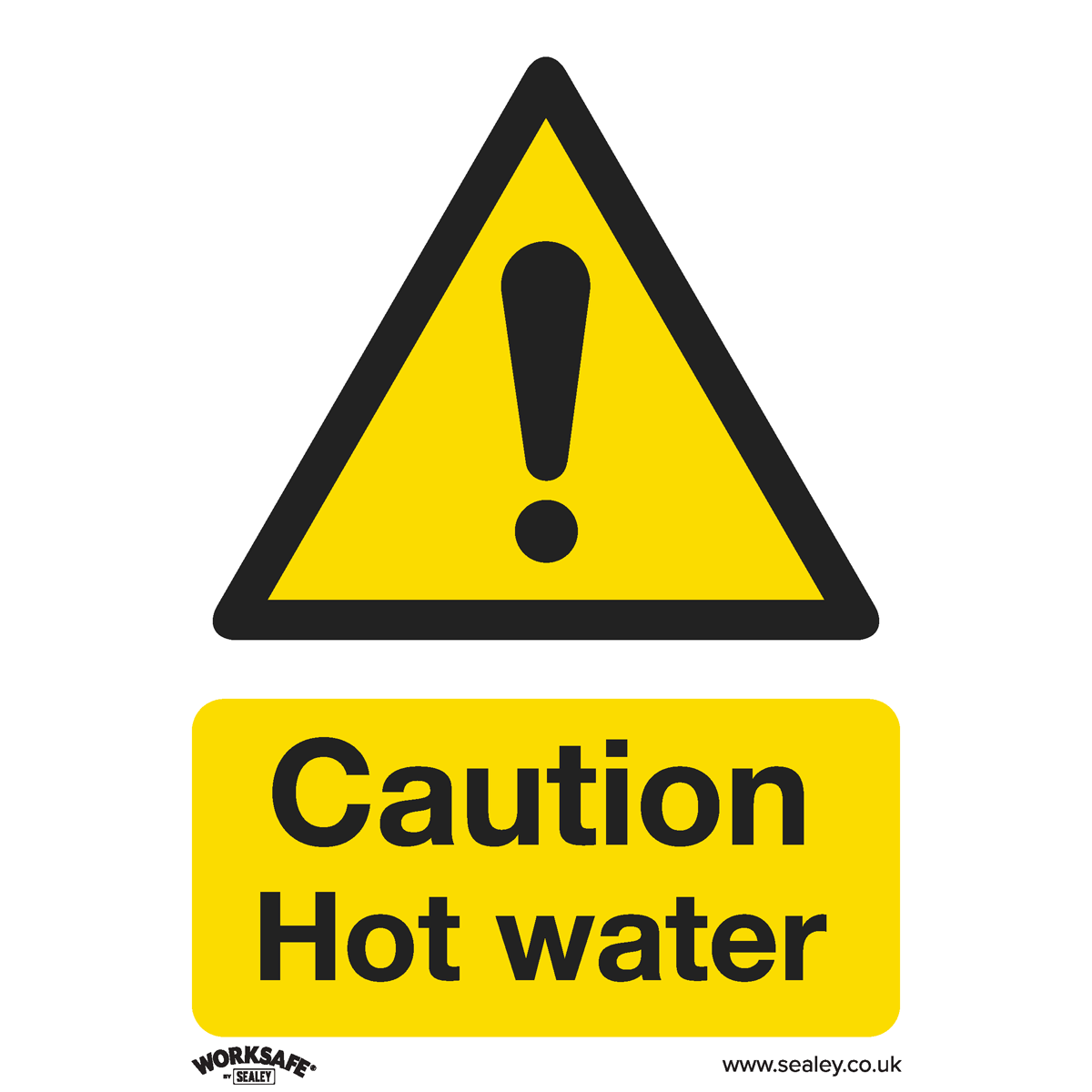 Sealey Warning Safety Sign - Caution Hot Water - Self-Adhesive Vinyl