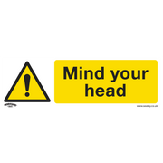 Sealey Warning Safety Sign - Mind Your Head - Self-Adhesive Vinyl - Pack of 10