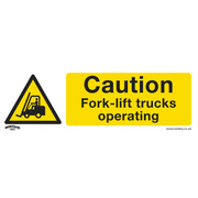 Sealey Warning Safety Sign - Caution Fork-Lift Trucks - Rigid Plastic - Pack of 10