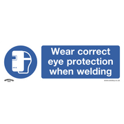 Sealey Mandatory Safety Sign - Wear Eye Protection When Welding - Self-Adhesive Vinyl - Pack of 10