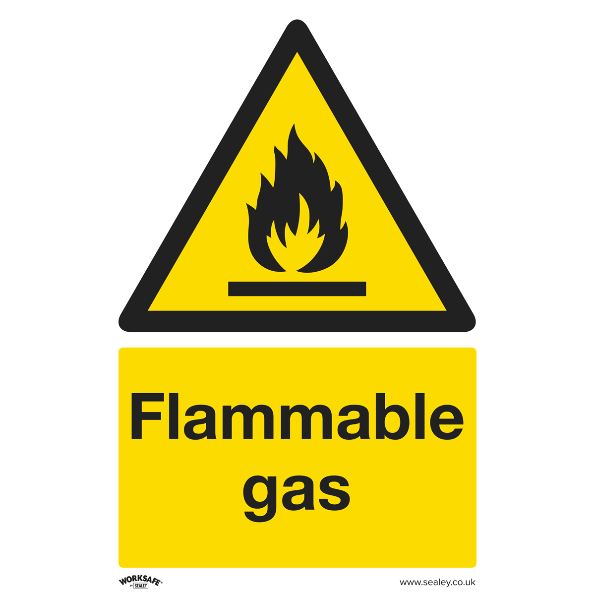 Sealey Warning Safety Sign - Flammable Gas - Self-Adhesive Vinyl