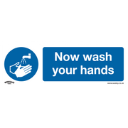 Sealey Mandatory Safety Sign - Now Wash Your Hands - Self-Adhesive Vinyl