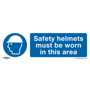 Sealey Mandatory Safety Sign - Safety Helmets Must Be Worn In This Area - Self-Adhesive Vinyl
