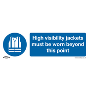 Sealey Mandatory Safety Sign - High Visibility Jackets Must Be Worn Beyond This Point - Self-Adhesive Vinyl - Pack of 10