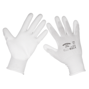 Sealey White Precision Grip Gloves - (Large) - Pack of 6 Pairs