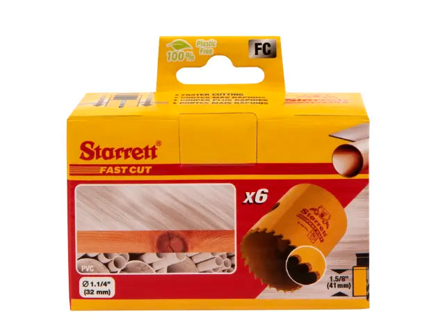 Starrett FCH0114 Fast Cut Bi-Metal Holesaw 32mm Bulk Pack of 6