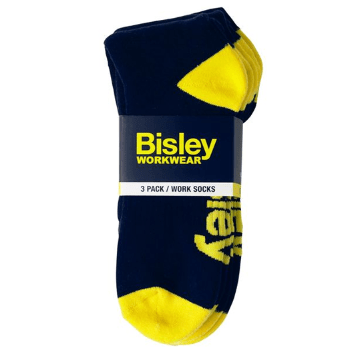 Bisley Socks Work Anitibacterical Fresche Treatment Heel Stress Point Support (Pk3) #colour-navy