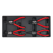 Sealey Tool Tray with Circlip Pliers Set 4pc
