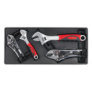 Sealey Tool Tray with Locking Pliers & Adjustable Wrench Set 4pc