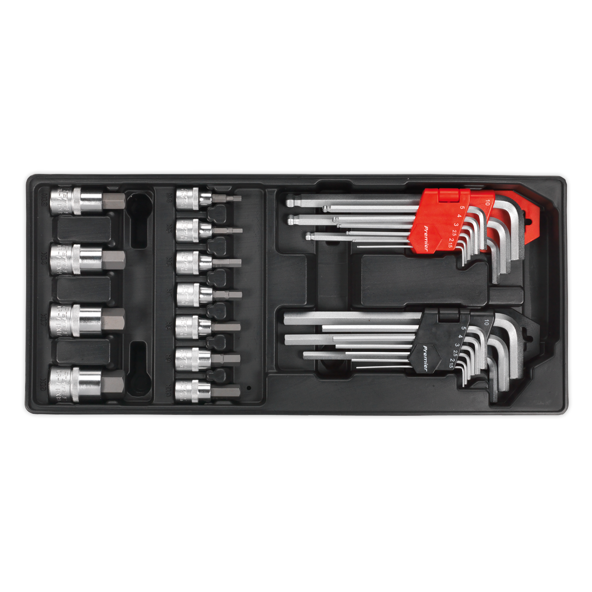 Sealey Tool Tray with Hex/Ball-End Hex Keys & Socket Bit Set 29pc
