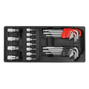 Sealey Tool Tray with Hex/Ball-End Hex Keys & Socket Bit Set 29pc