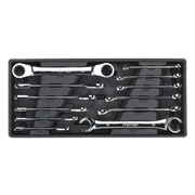 Sealey Tool Tray with Flare Nut & Ratchet Ring Spanner Set 12pc