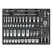 Sealey Tool Tray with Socket Set 55pc 3/8" & 1/2"Sq Drive