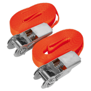 Sealey Self-Securing Ratchet Straps 25mm x 4.5m 800kg Breaking Strength - Pair