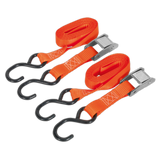 Sealey Cam Buckle Strap 25mm x 2.5m Polyester Webbing with S-Hooks 250kg Breaking Strength