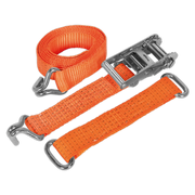Sealey Car Transporter Ratchet Strap 50mm x 3m Steel Wheel - Single 4500kg Breaking Strength