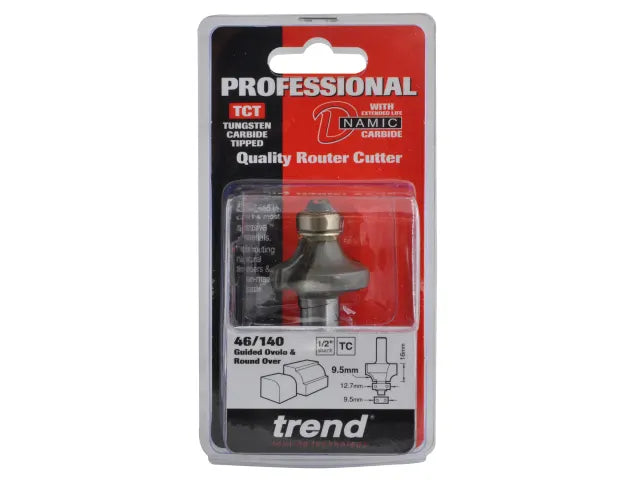 Trend 46/140 x 1/2 TCT Bearing Guided Ovolo & Round Over 9.5mm Radius