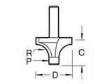 Trend 7E/3 x 1/4 TCT Pin Guided Round Over 8.0mm Radius