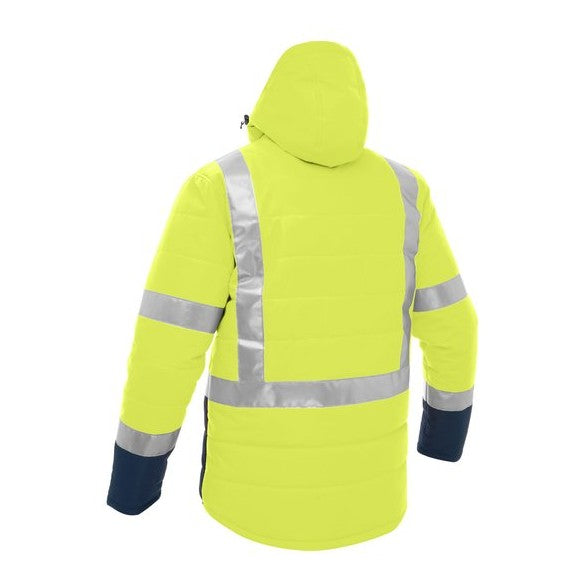 Bisley Taped Two Tone Hi-Vis Puffer Jacket #colour_yellow-navy