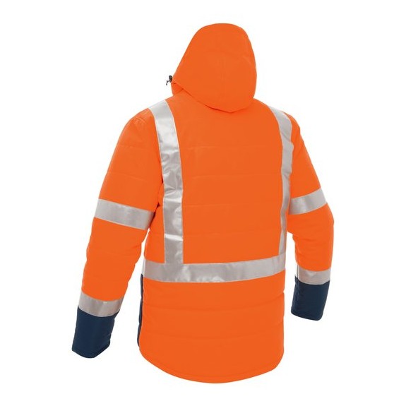 Bisley Taped Two Tone Hi-Vis Puffer Jacket #colour_orange-navy